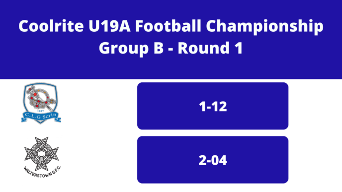 Coolrite U19A Football Championship Group B – Round 1. Skryne 1-12, Walterstown 2-04